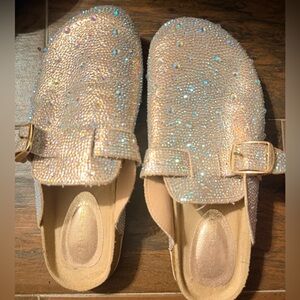 Crystal Embellished Gold Slip-On Clog for Women